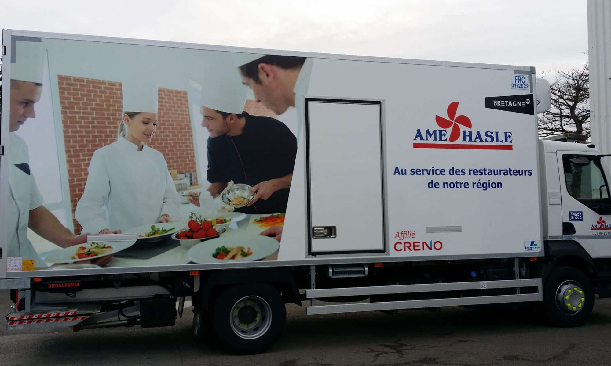camion AME HASLE, baseline au service des restaurateurs de notre région