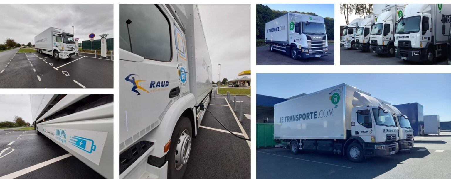 plusieurs camions de l'entreprise Transports RAUD
